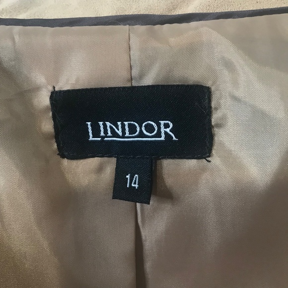 Lindor Women’s Tan Faux Suede Jacket/Button- Front Collared Blazer 14 - Picture 10 of 10